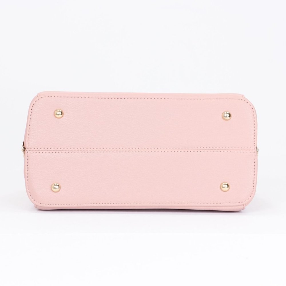Pink Faux Leather Purse Diamond Snap Closure Doctor Satchel Tote Hand Bag - Picture 5 of 13